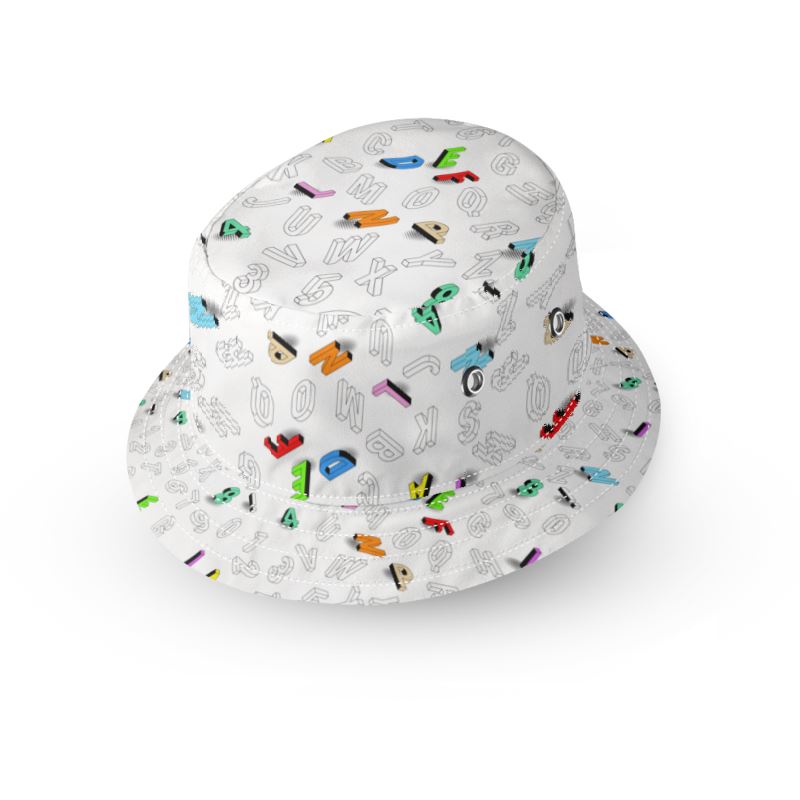 REVERSIBLE ALPHABET PASTEL BUCKET HAT